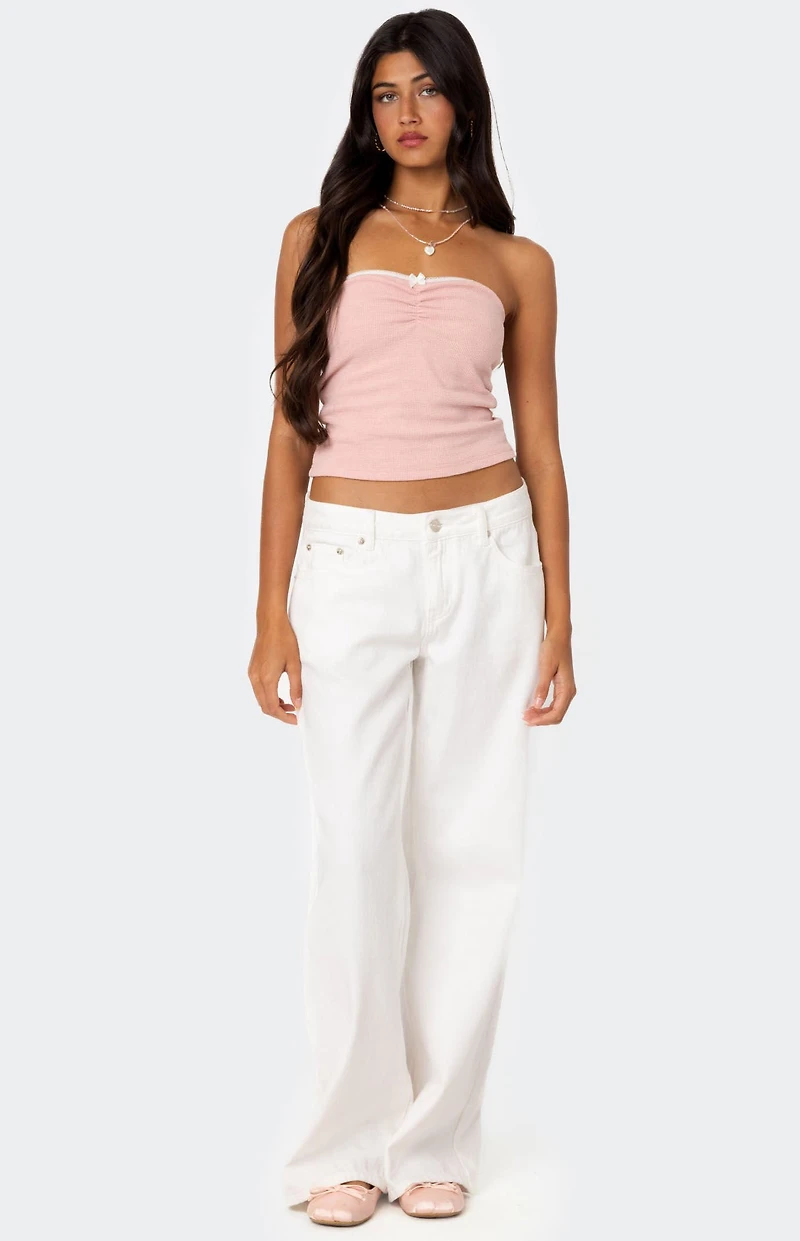 Edikted Kacey Strapless Waffle Tube Top