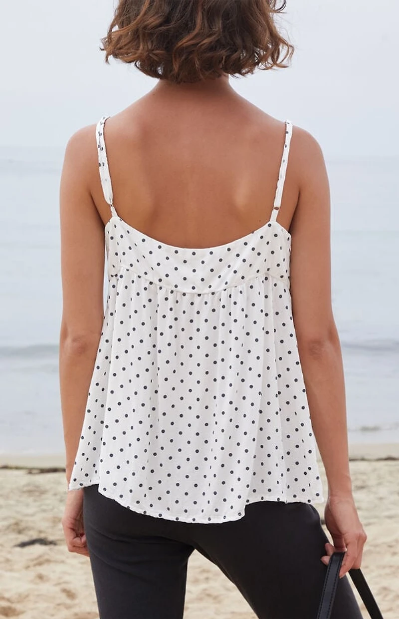 John Galt White Polka Dot Edith Tank Top