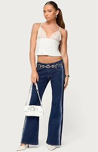 Edikted Keesha Lacey Boned V Neck Top