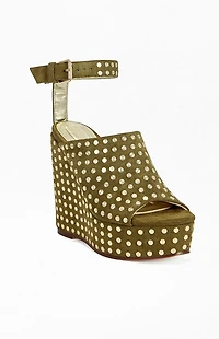 AZALEA WANG Women's Mirova Olive Wedge Sandals