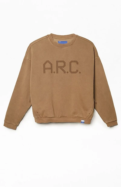 A.R.C. Brown Vintage Wash Heavyweight Fleece Crew Neck Sweatshirt