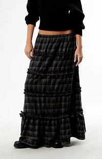 Daisy Street Plaid Snowdrop Maxi Skirt