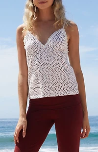John Galt Floral Amara Lace Trim Tank Top