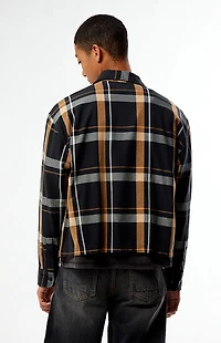 Pacsun Black And Tan Long Sleeve Classic Flannel Shirt
