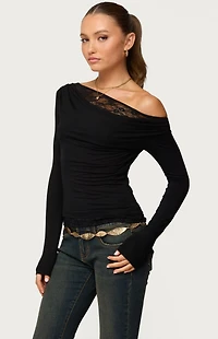 Edikted Layered Lacey Off Shoulder Top