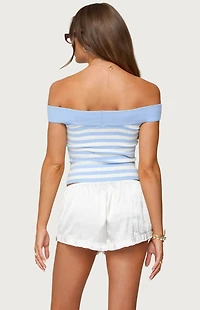 Edikted Deni Off Shoulder Striped Knit Top