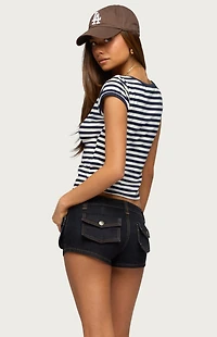 Edikted Laia Striped V Neck T-Shirt