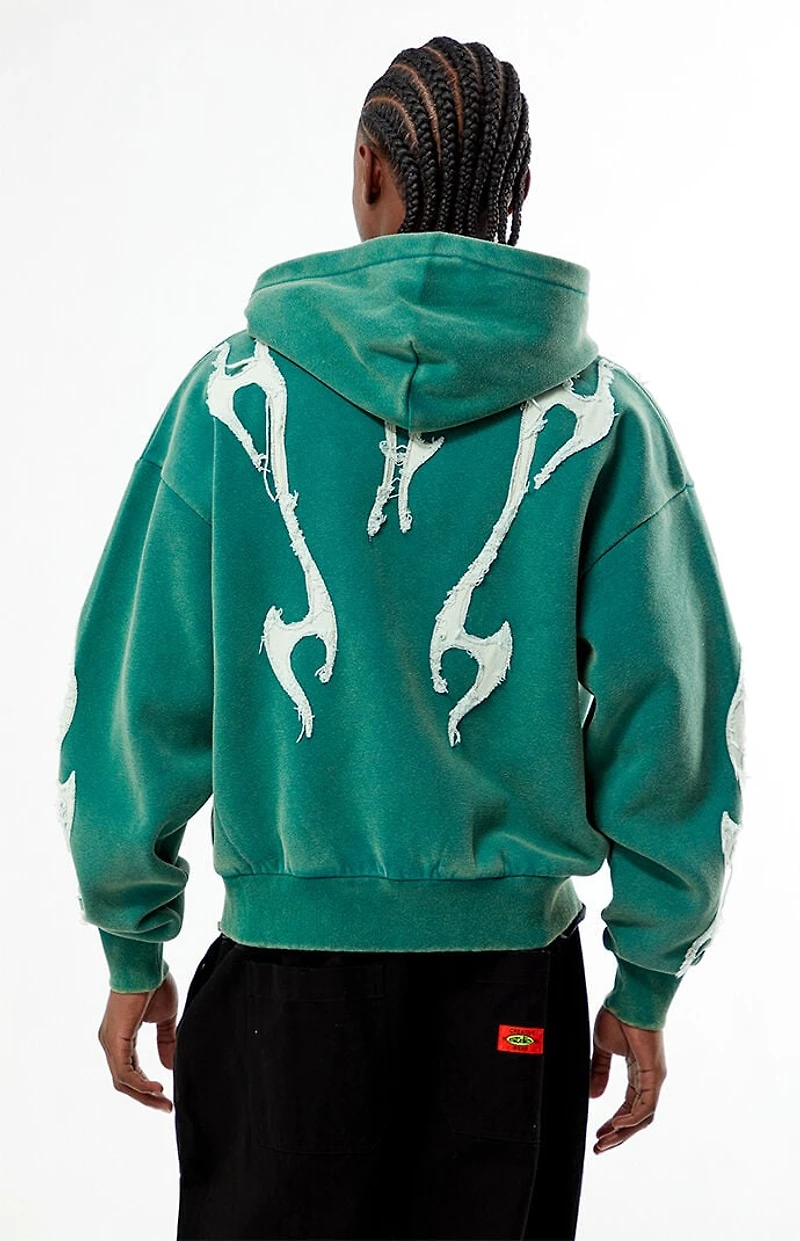 Pacsun Abstract Raw Applique Cropped Full Zip Hoodie