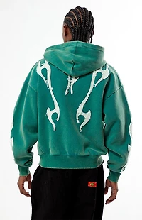 Pacsun Abstract Raw Applique Cropped Full Zip Hoodie