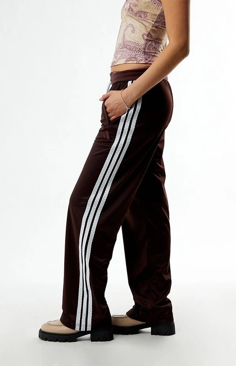 adidas Brown Tricot 3-Stripes Track Pants