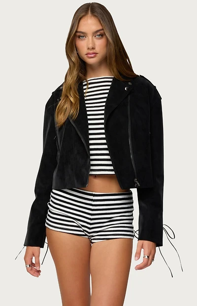 Edikted Ryder Faux Suede Biker Jacket
