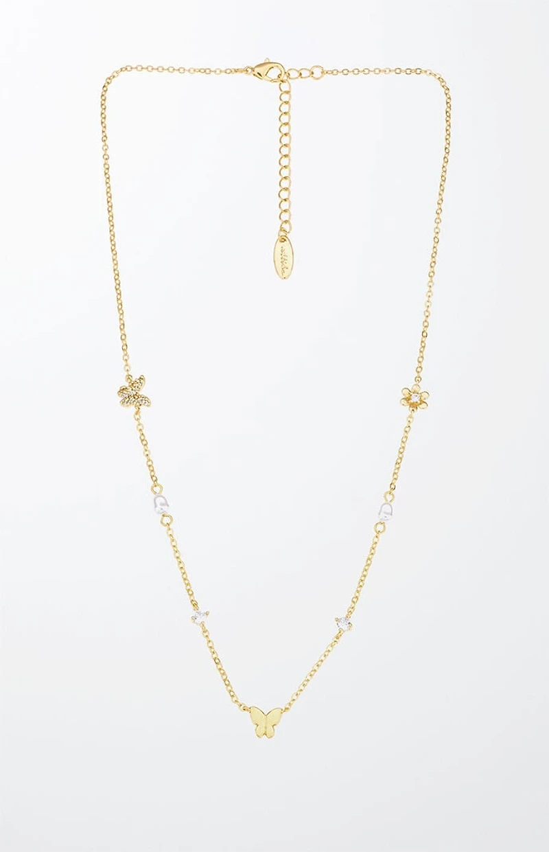 Ettika Butterflies & Pearls Necklace