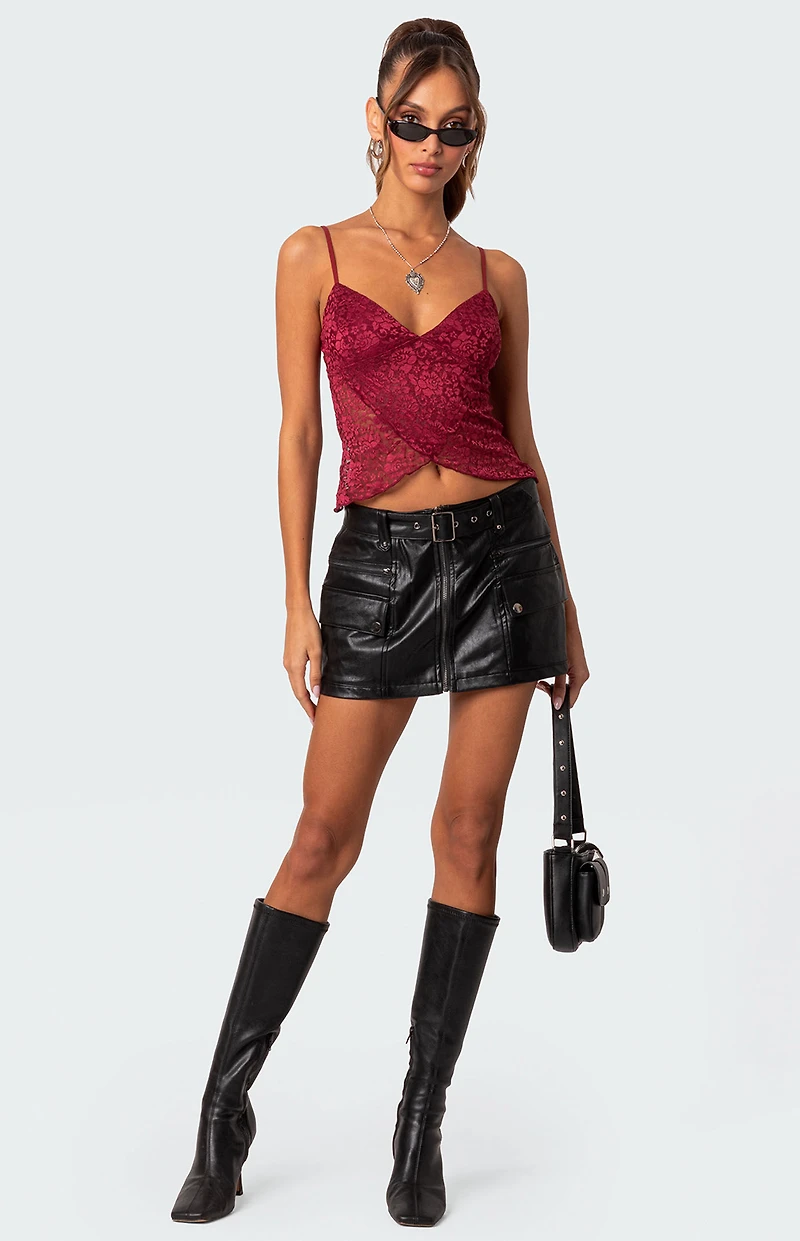 Edikted Faux Leather Cargo Mini Skirt