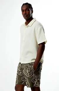 Pacsun Cream Cropped Boxy Gauze Camp Shirt