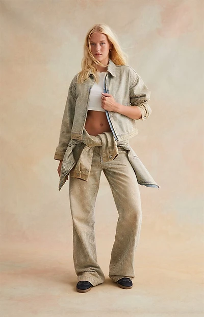 RARE DNM EDIT Rhinestone Denim Cropped Gas Jacket