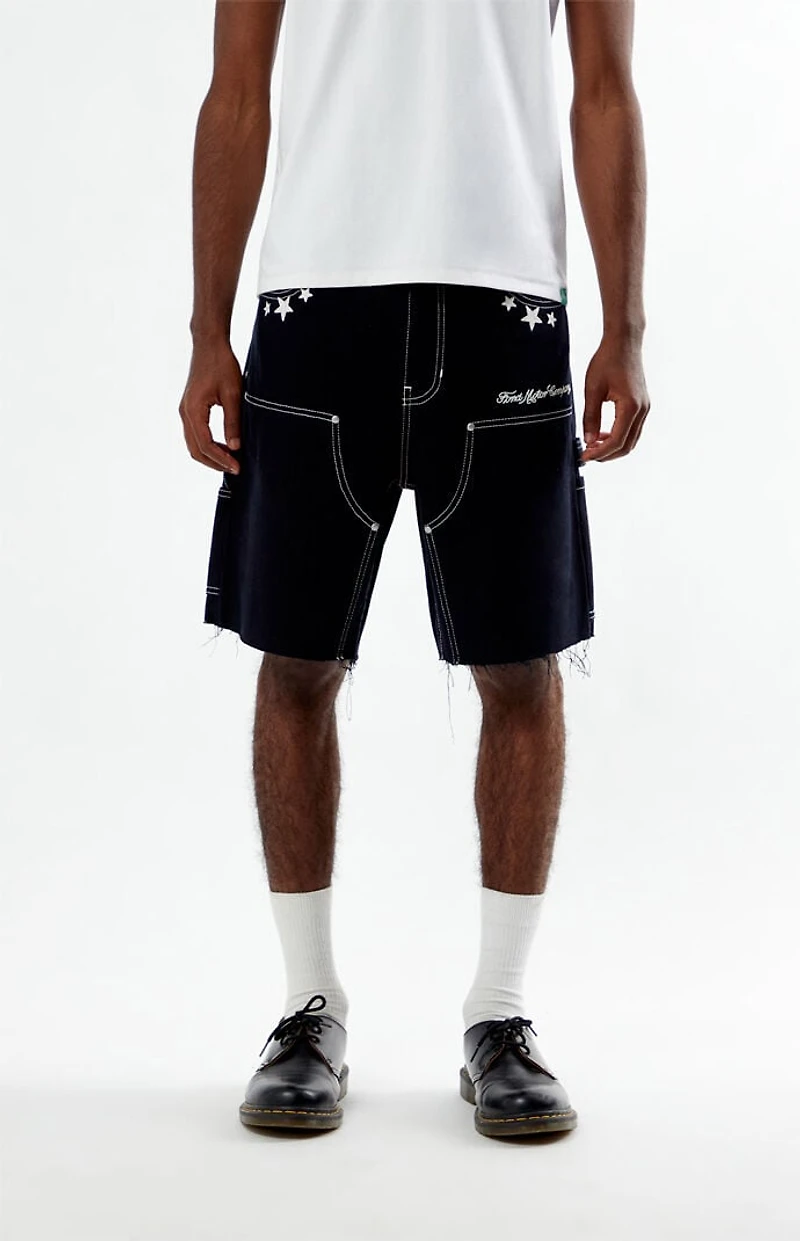 FORD Star Knee Panels Baggy Denim Shorts