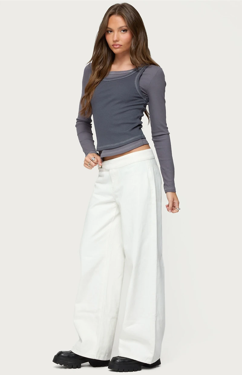 Edikted Zane Contrast Layered Long Sleeve Top