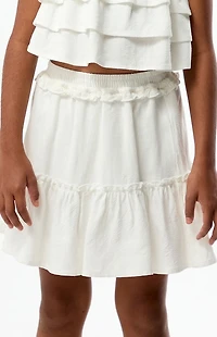 Pacsun Kids White Linen Ruffle Skirt