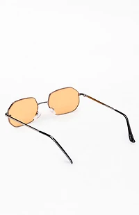 Pacsun Orange Oliver Hexagon Sunglasses