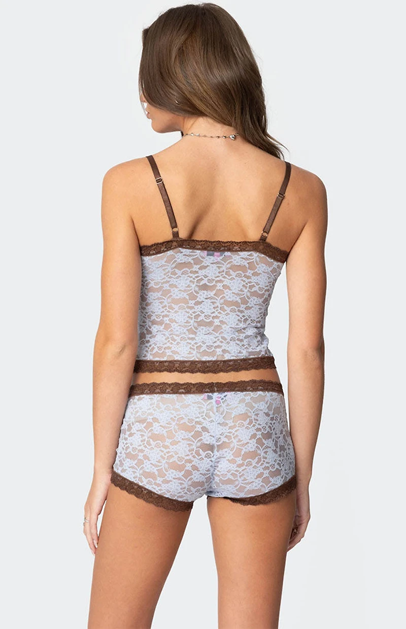 Edikted Dee Pointelle Sheer Lace Tank Top