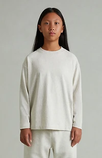 Fear of God ESSENTIALS Kids Heather Oatmeal Classic Long Sleeve T-Shirt