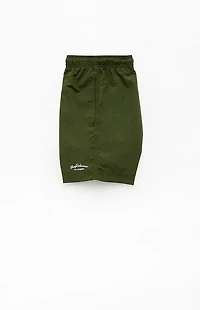 Pacsun Green Collegiate Solid 7" Swim Trunks