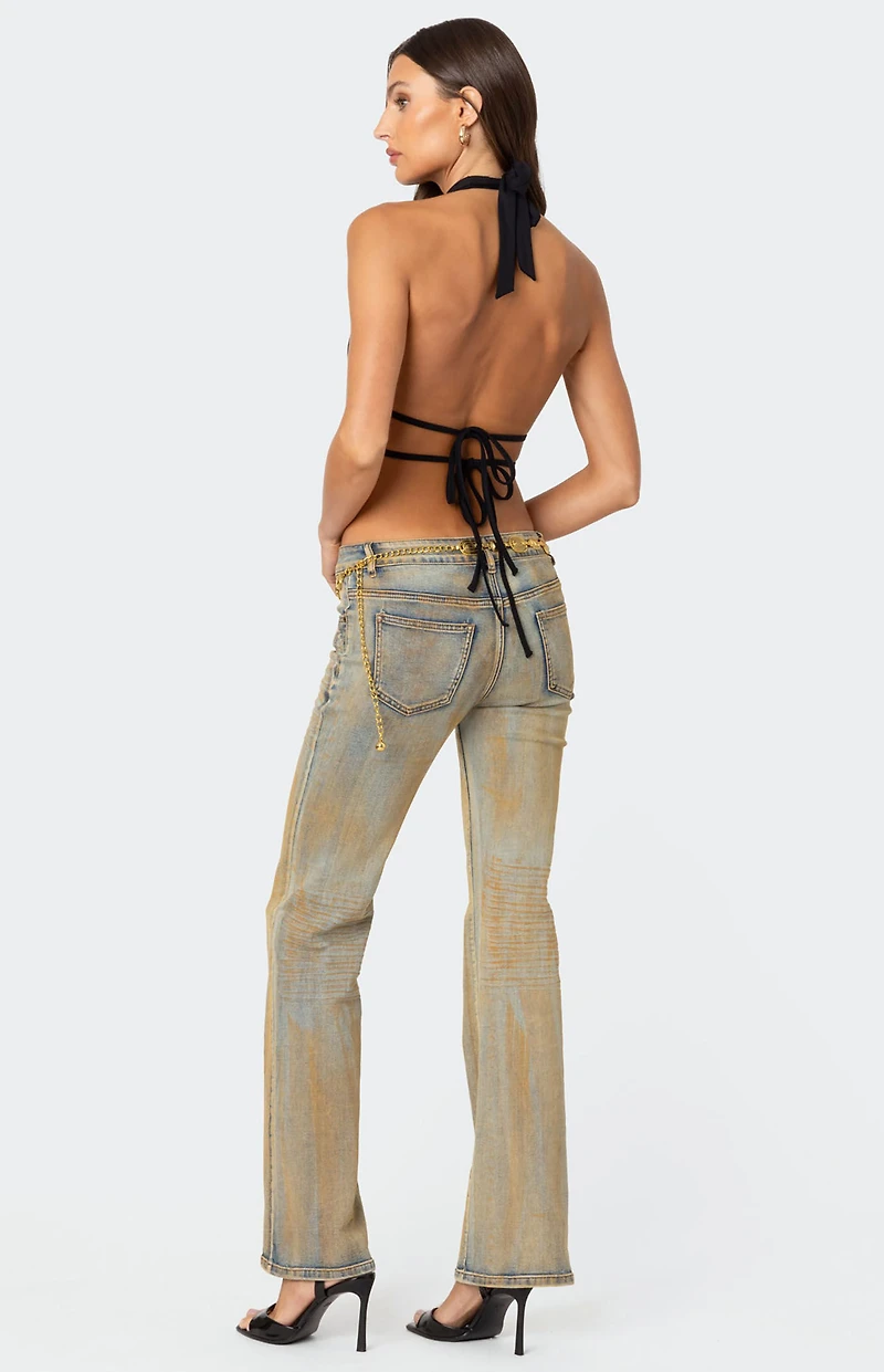 Edikted Luma Split Front Backless Halter Top