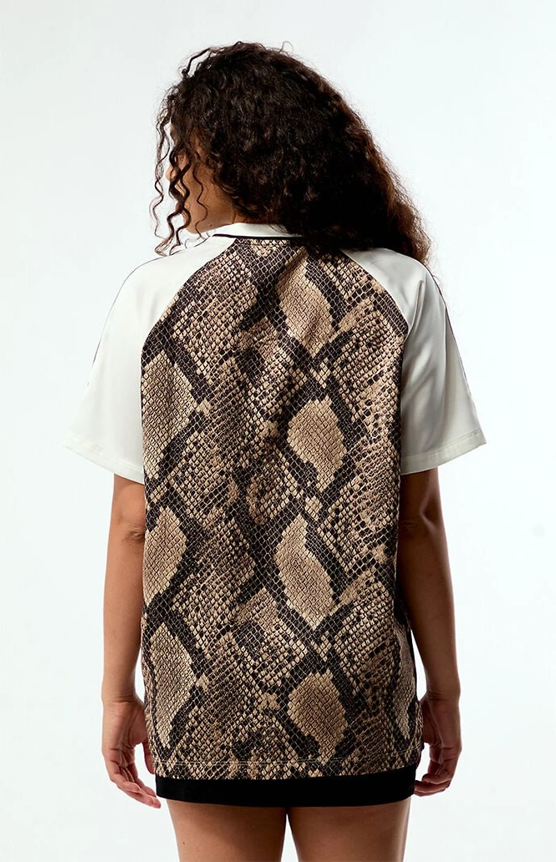 adidas Snakeskin Print Satin Short Sleeve Oversized Jersey