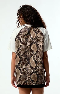 adidas Snakeskin Print Satin Short Sleeve Oversized Jersey