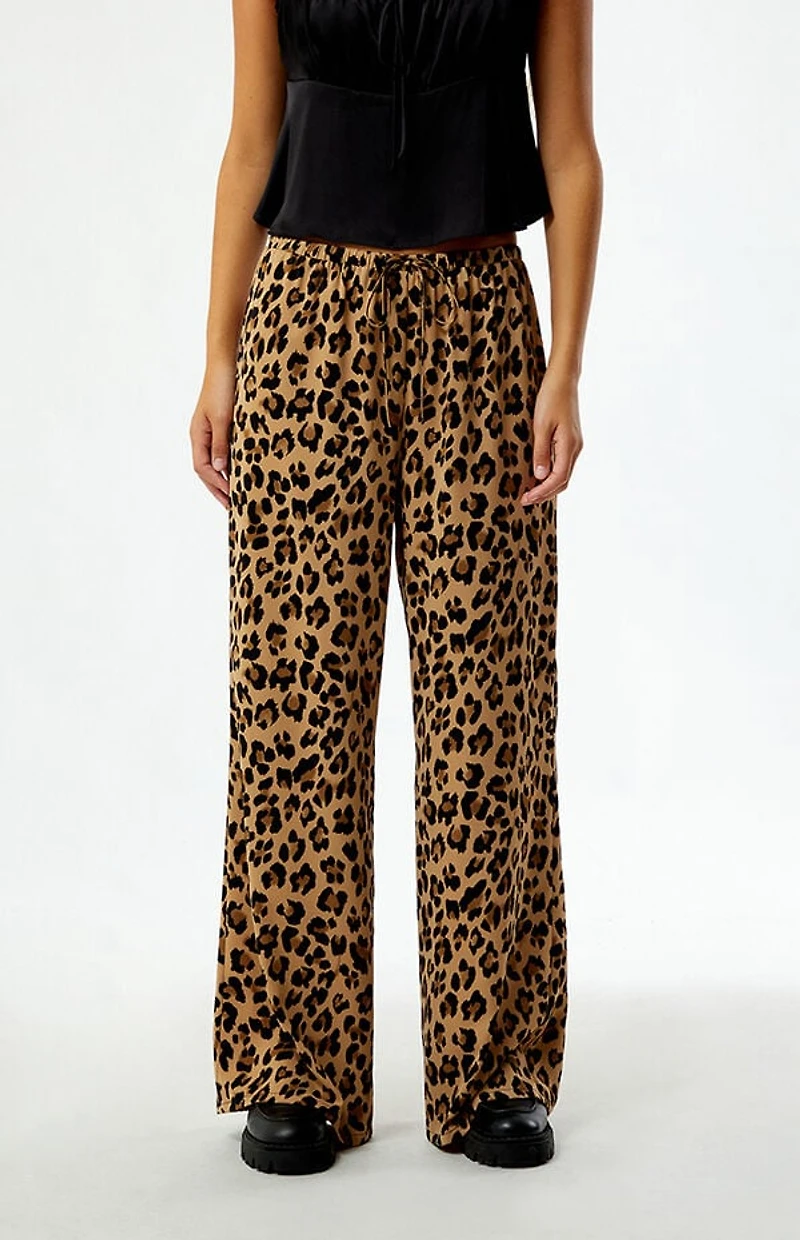 Pacsun Leopard Pull-On Wide Leg Pants