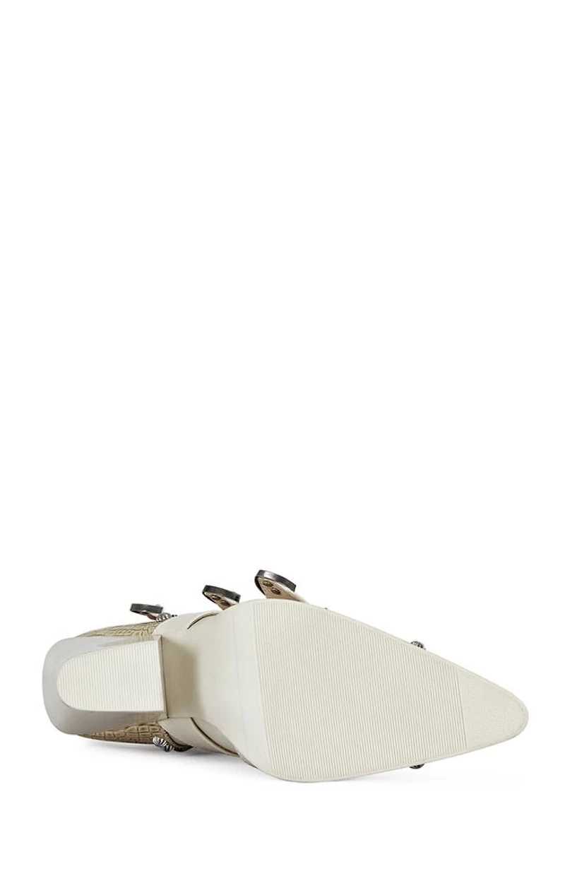 AZALEA WANG Women's Beige Balmoral Turquoise Booties