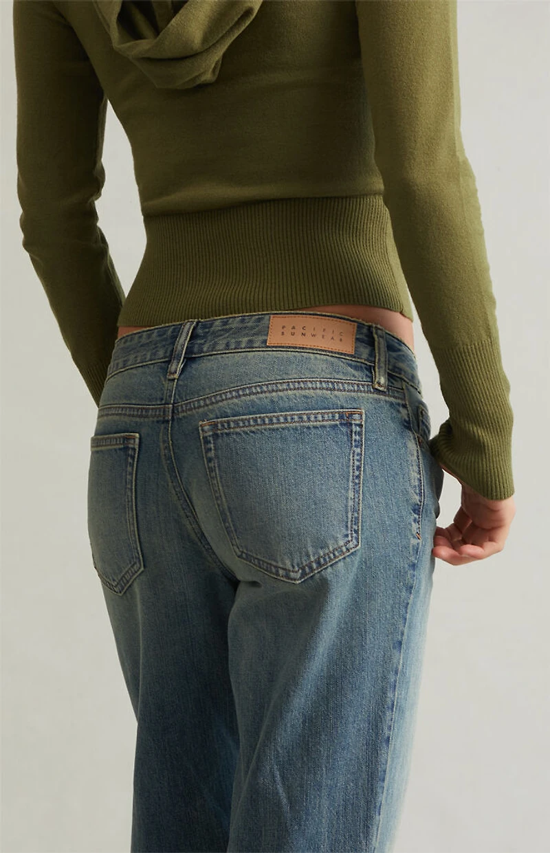 Pacsun Zoe Low Rise Girlfriend Jeans Medium Blue Wash
