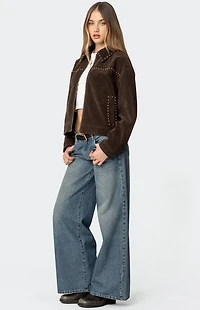 Edikted Memphis Studded Faux Suede Jacket