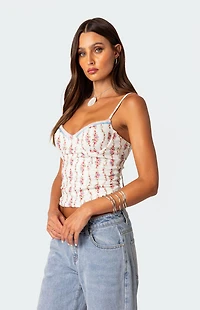 Edikted Indira Printed Cupped Lace Up Corset
