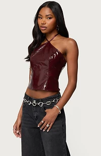 Edikted Hailie Faux Leather Halter Top