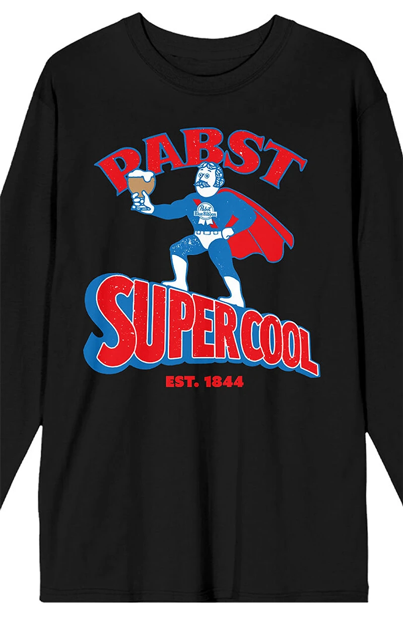 Pabst Blue Ribbon Superhero Long Sleeve T-Shirt