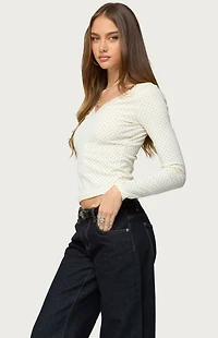 Edikted Morah Lacey Polka Dot Top