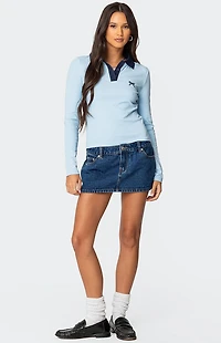 Edikted Contrast Bow Polo Top