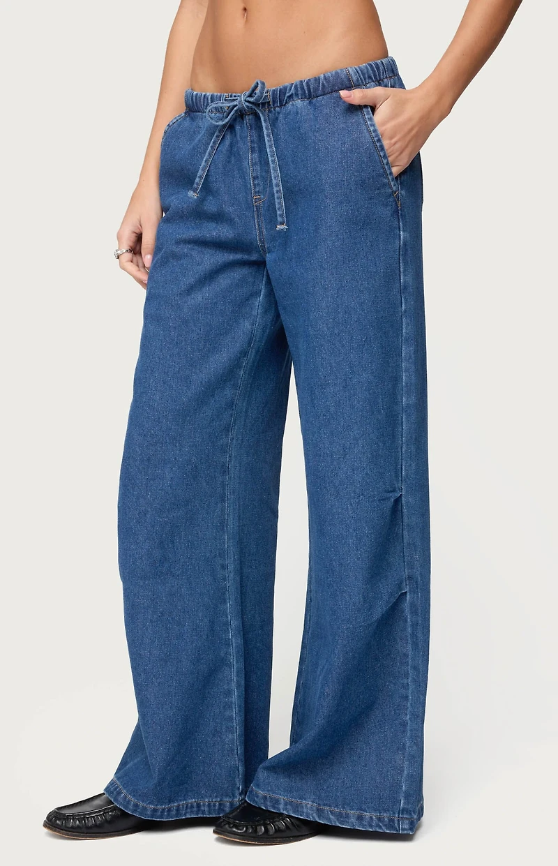 Edikted Vicky Tie Waist Low Rise Baggy Jeans