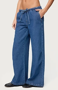 Edikted Vicky Tie Waist Low Rise Baggy Jeans