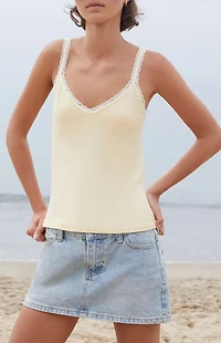 John Galt Yellow Honor Lace Tank Top