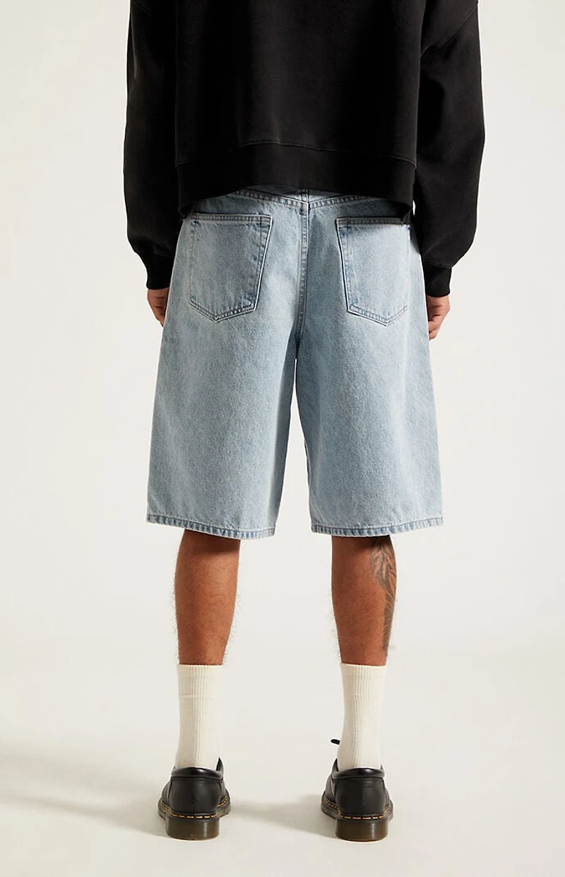 Pacsun Austin Extreme Baggy Jean Shorts Light Blue