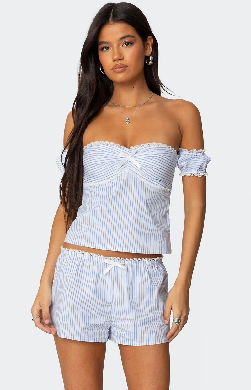 Edikted Taryn Off Shoulder Striped Top