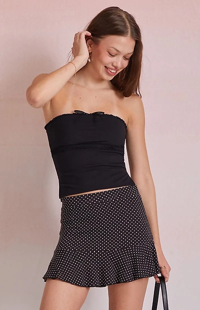 Beverly and Beck Polka Dot Ruffle Mini Skirt