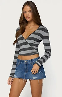 Edikted Cerys Striped Wrap Knit Top