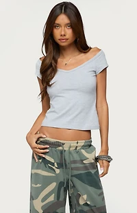 Edikted Calie Off Shoulder V Neck Top