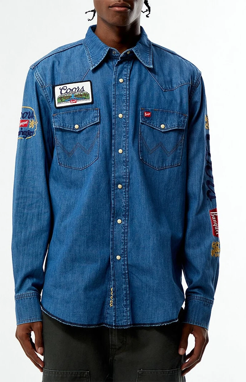 Wrangler x Coors Embroidered Denim Long Sleeve Shirt