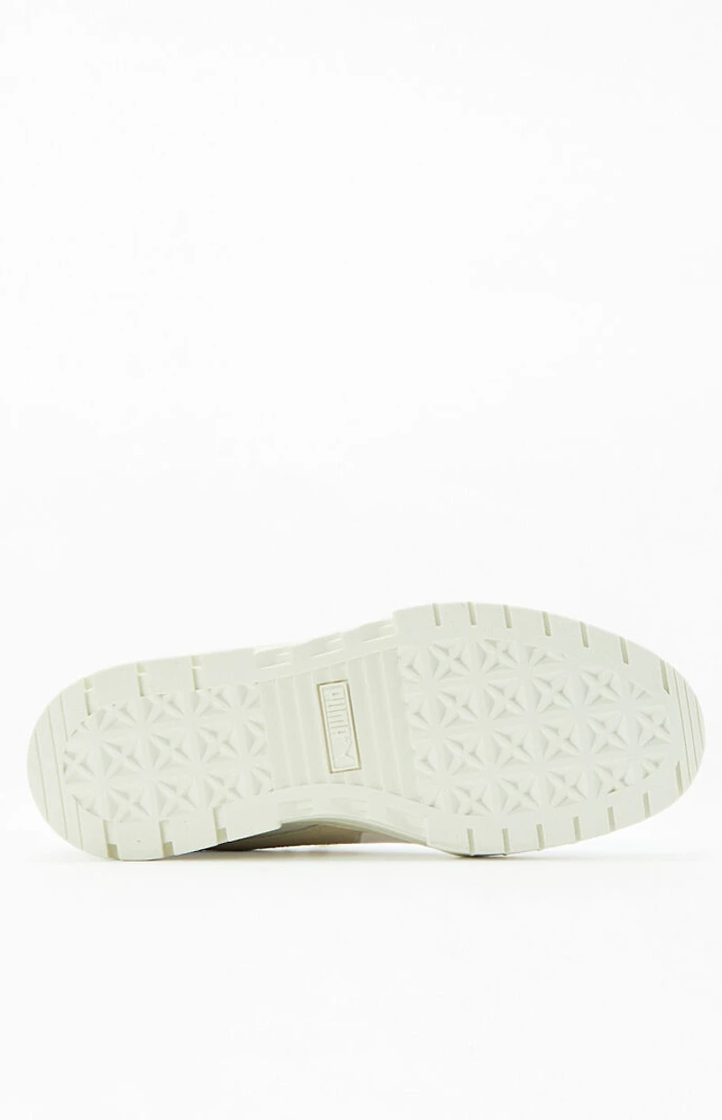 Puma Women's White & Green Mayze Leather Sneakers