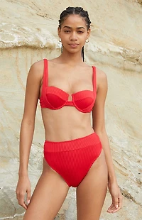 Cupshe Red High Waisted Banded Bikini Bottom