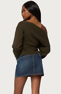 Edikted Chenelle Asymmetric Off Shoulder Sweater